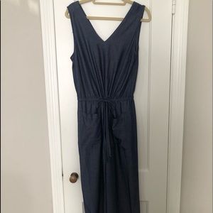 Denim cropped leg jumpsuit